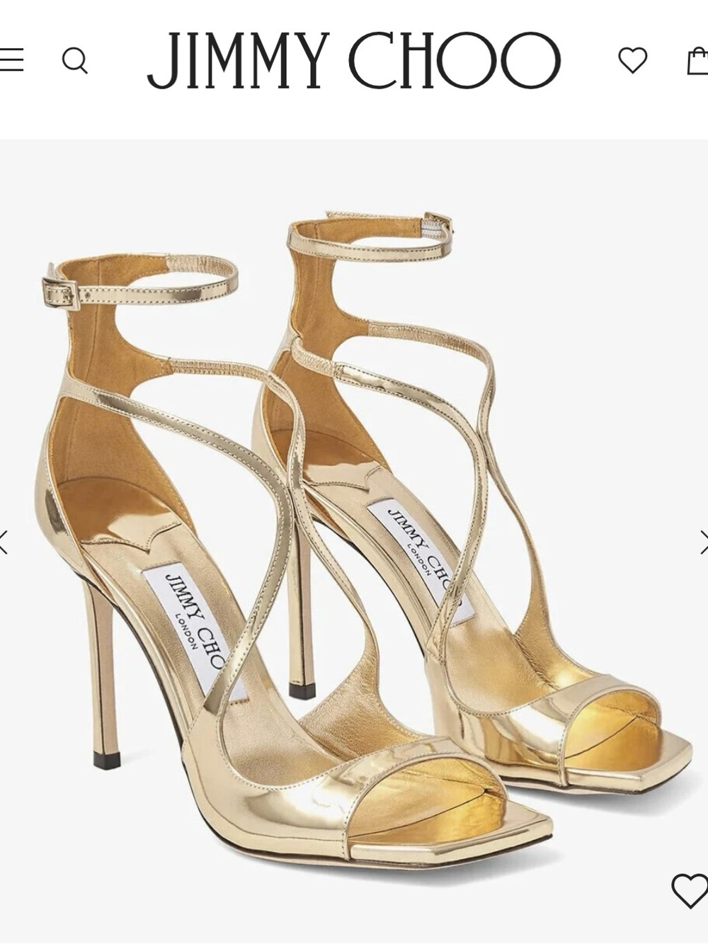 Jimmy Choo Gold Metallic Ankle-Strap Stiletto Sandals - Picture 2 of 3